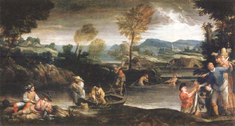 Annibale Carracci landscape with fishing scene china oil painting image